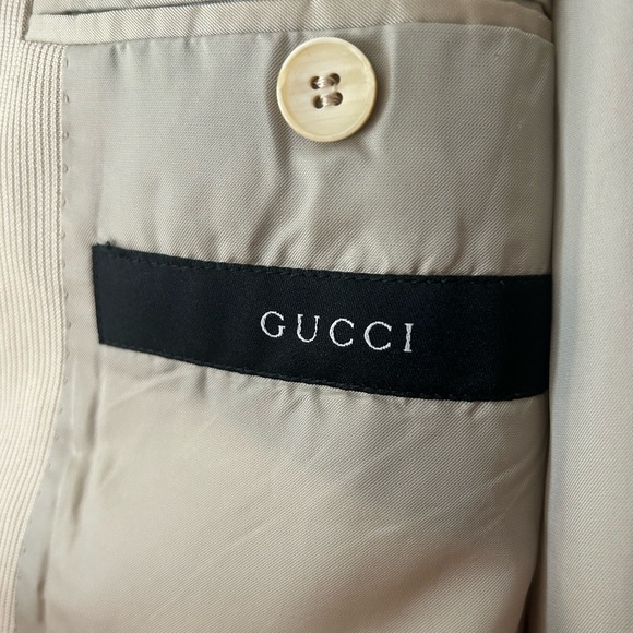 Vintage Gucci Men's Cream Single Breasted Blazer Wool Blend - Picture 2 of 13
